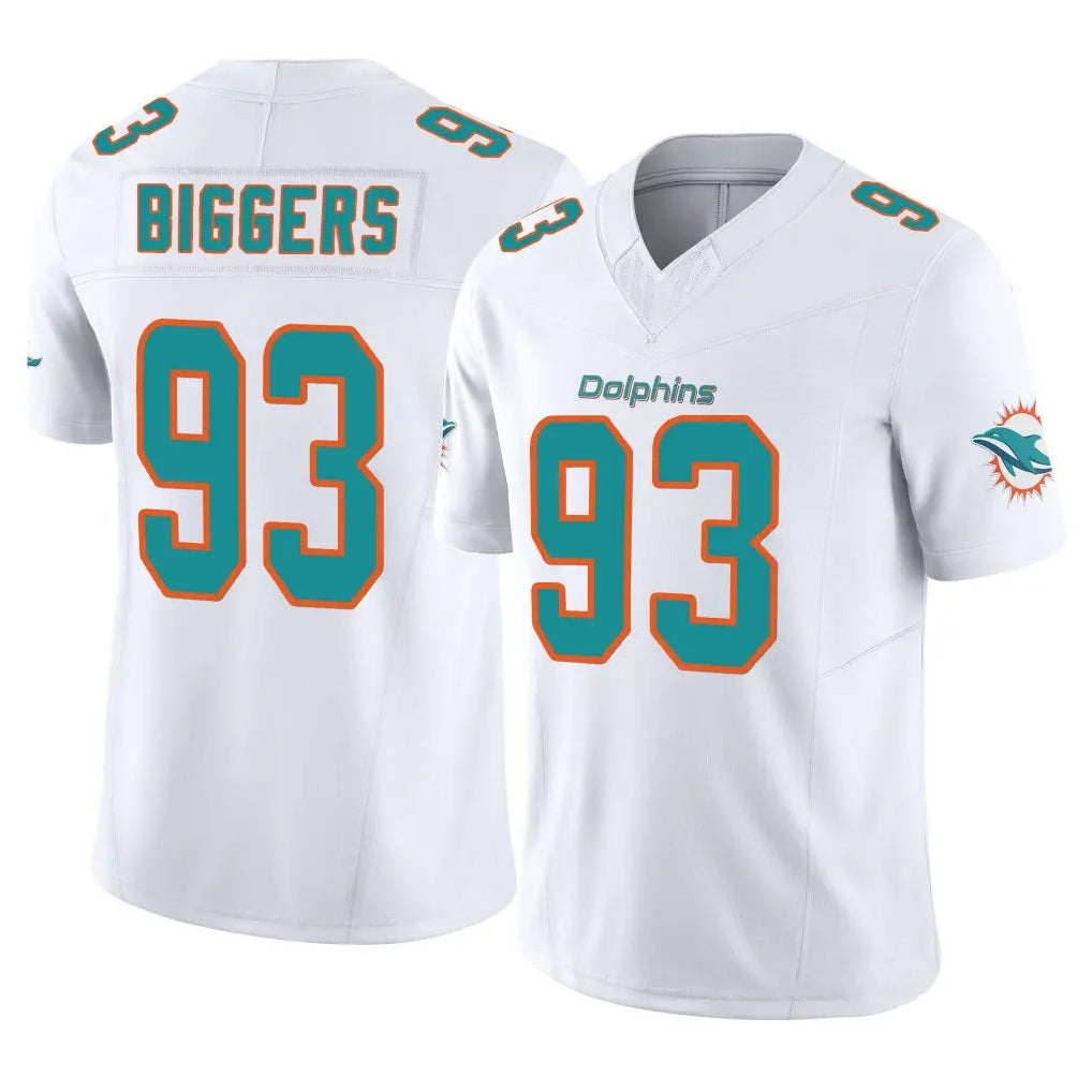 M.Dolphins #93 Zeek Biggers Player White Limited Vapor F.U.S.E. Home Game Jdoa Stitched Jerseys