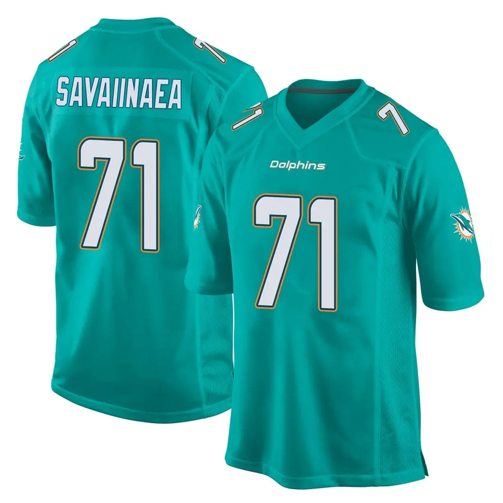 M.Dolphins #71 Jonah Savaiinaea Player Aqua Team Color Home Game Jdoa Stitched Jerseys