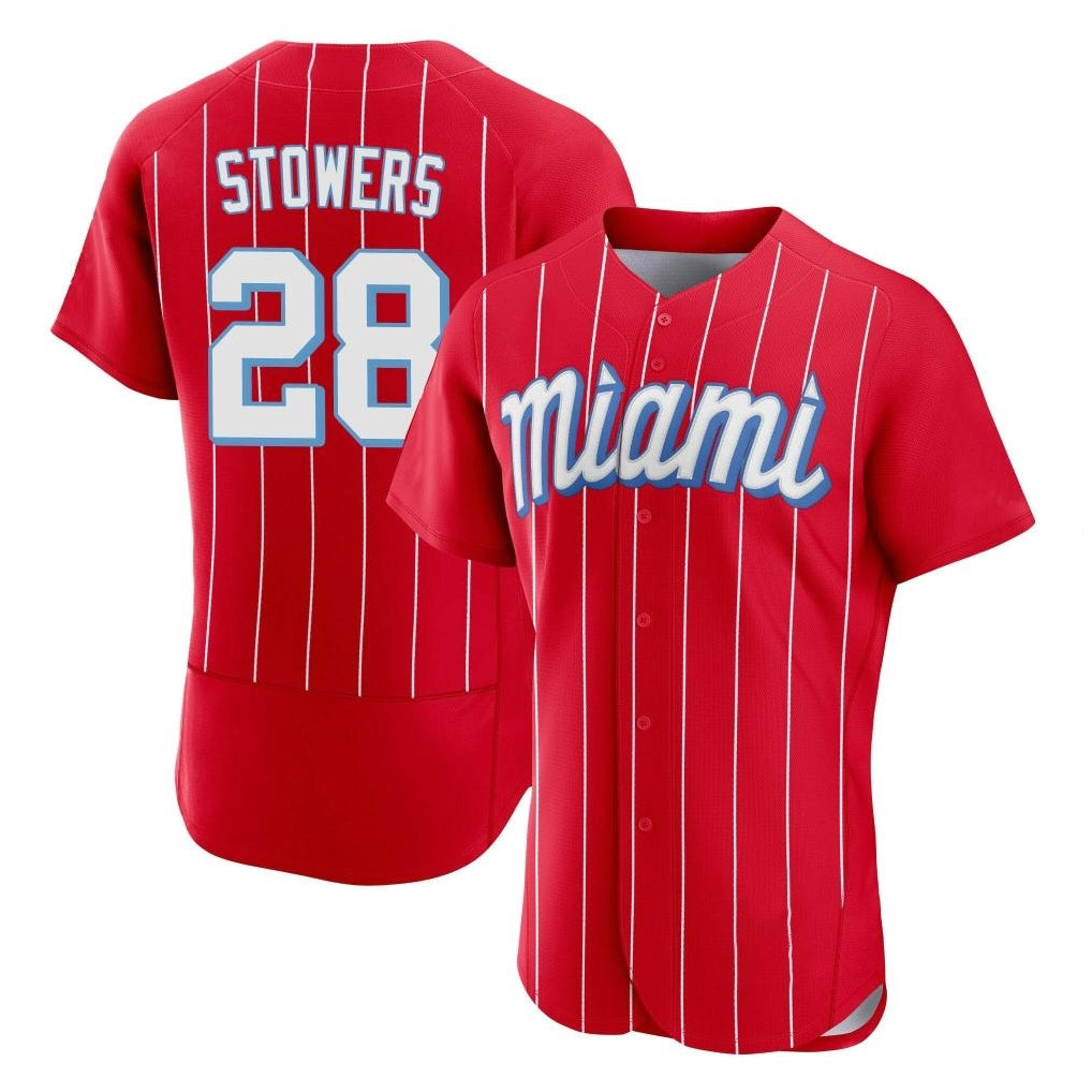 M.Marlins #28 Kyle Stowers Player Red City Connect Home Limited Elite Jdoa Stitched Jerseys