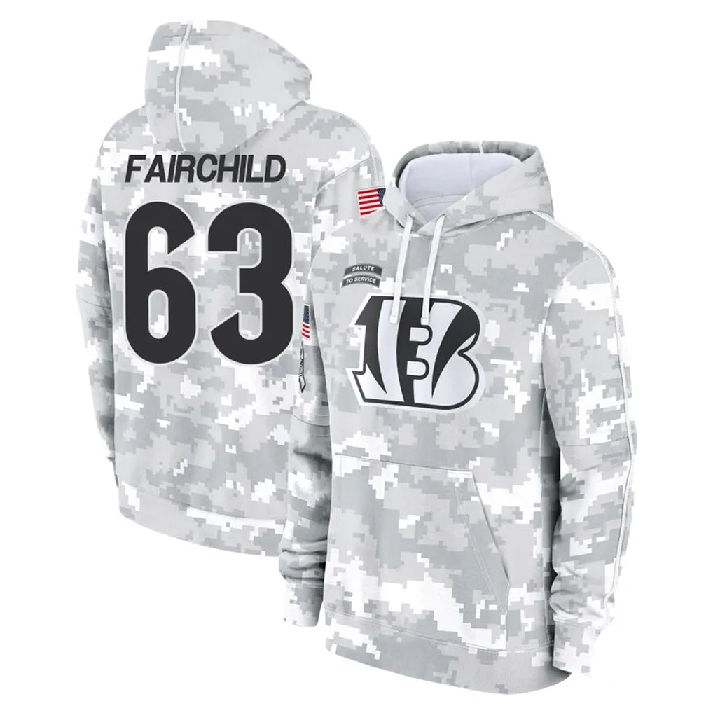 C.Bengals #63 Dylan Fairchild Player Arctic Camo Salute to Service Pullover Hoodie Limited Jdoa Stitched Jerseys