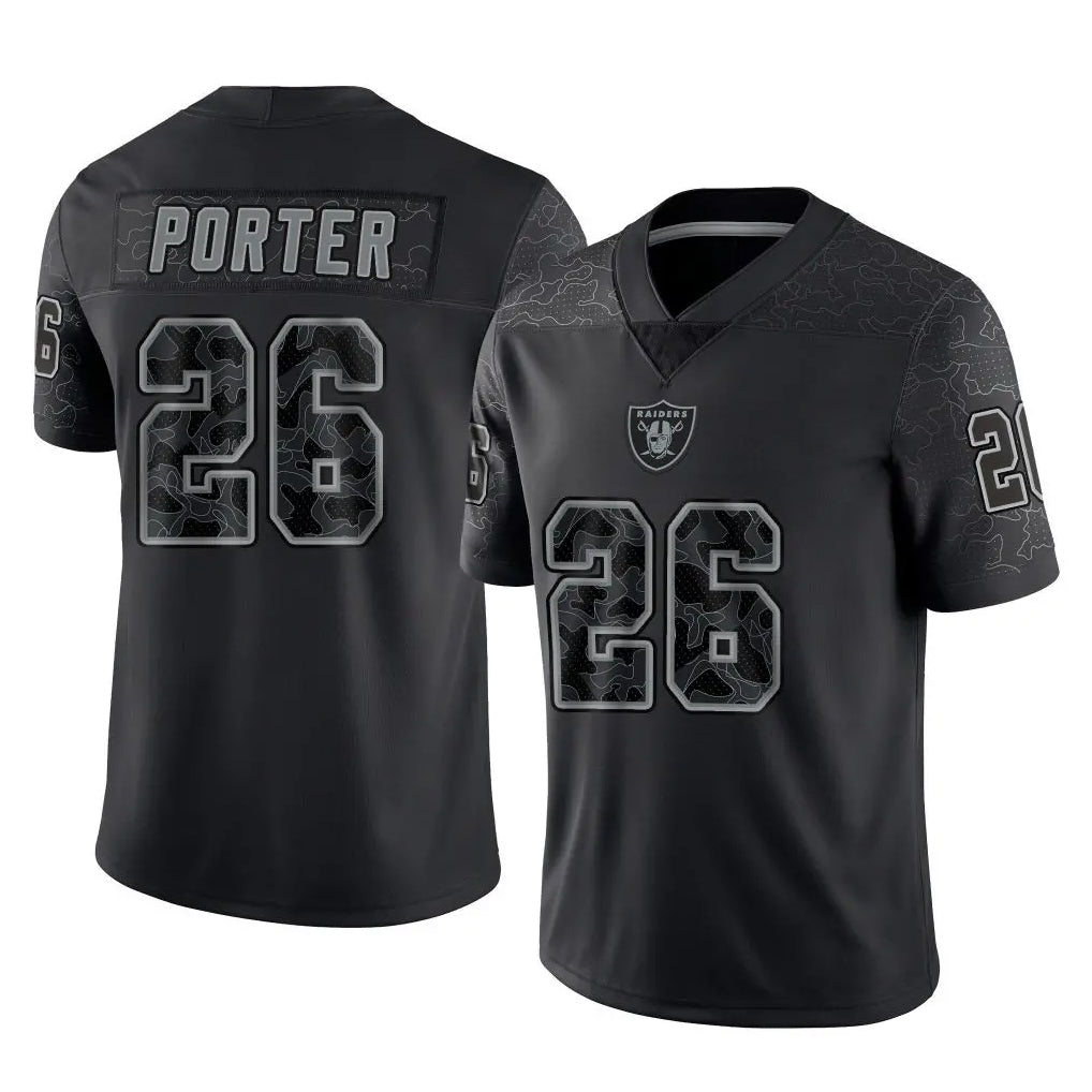 LV.Raiders #26 Darien Porter Player Black Reflective Limited Game Stitched Jerseys