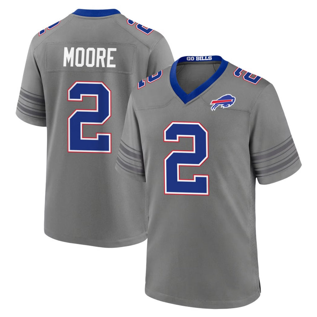 B.Bills #2 DJ Moore Player Gray Nickel City Home Game Jdoa Stitched Jerseys