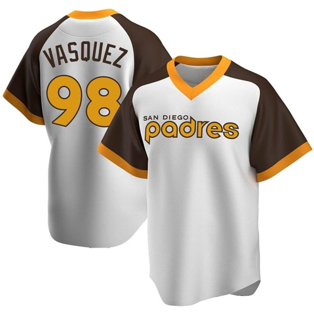 S.Diego Padres #98 Randy Vasquez Player White Home Cooperstown Collection Replica Game Jdoa Stitched Jerseys