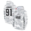 C.Browns #91 Alex Wright Player Arctic Camo Salute to Service Hoodies Limited Game Jdoa Stitched Jerseys