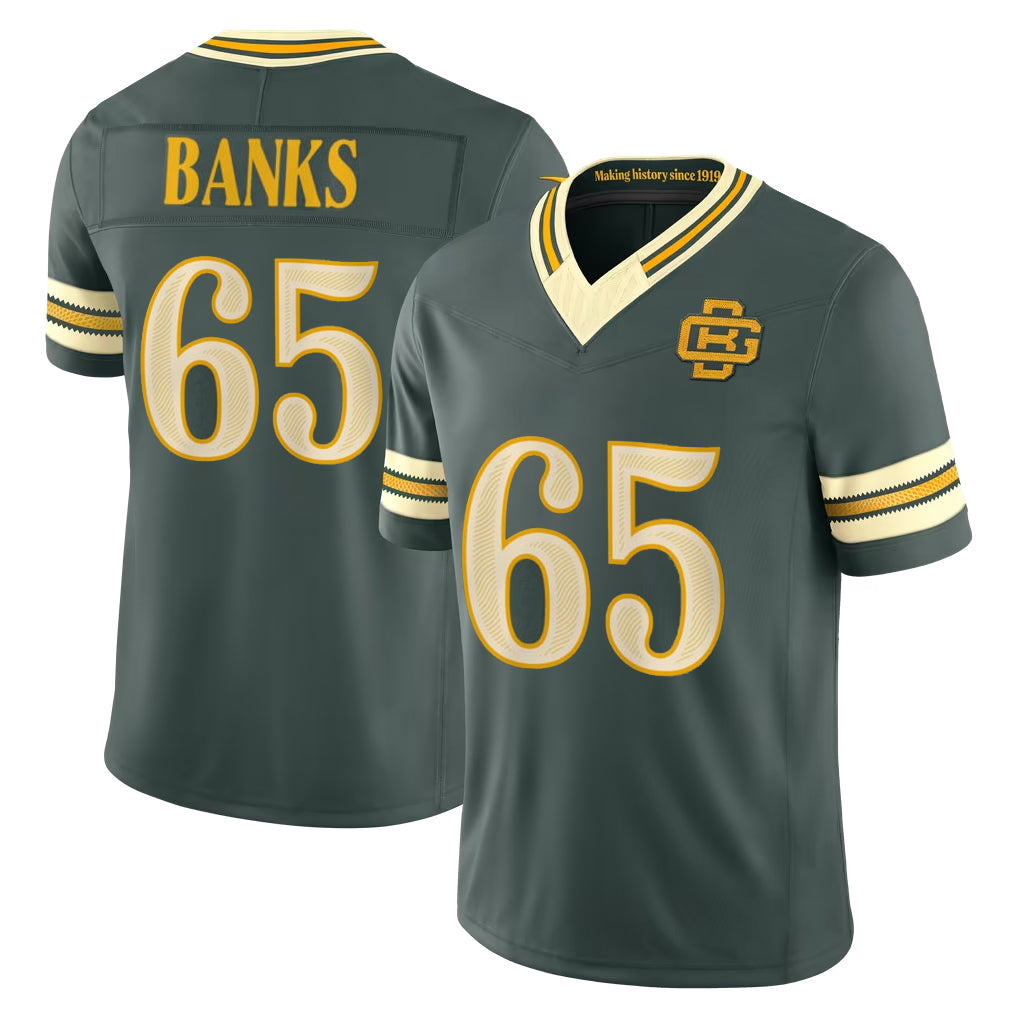GB.Packers #65 Aaron Banks Player Green Limited 2026 Rivalries Collection Home Game Jdoa Stitched Jerseys