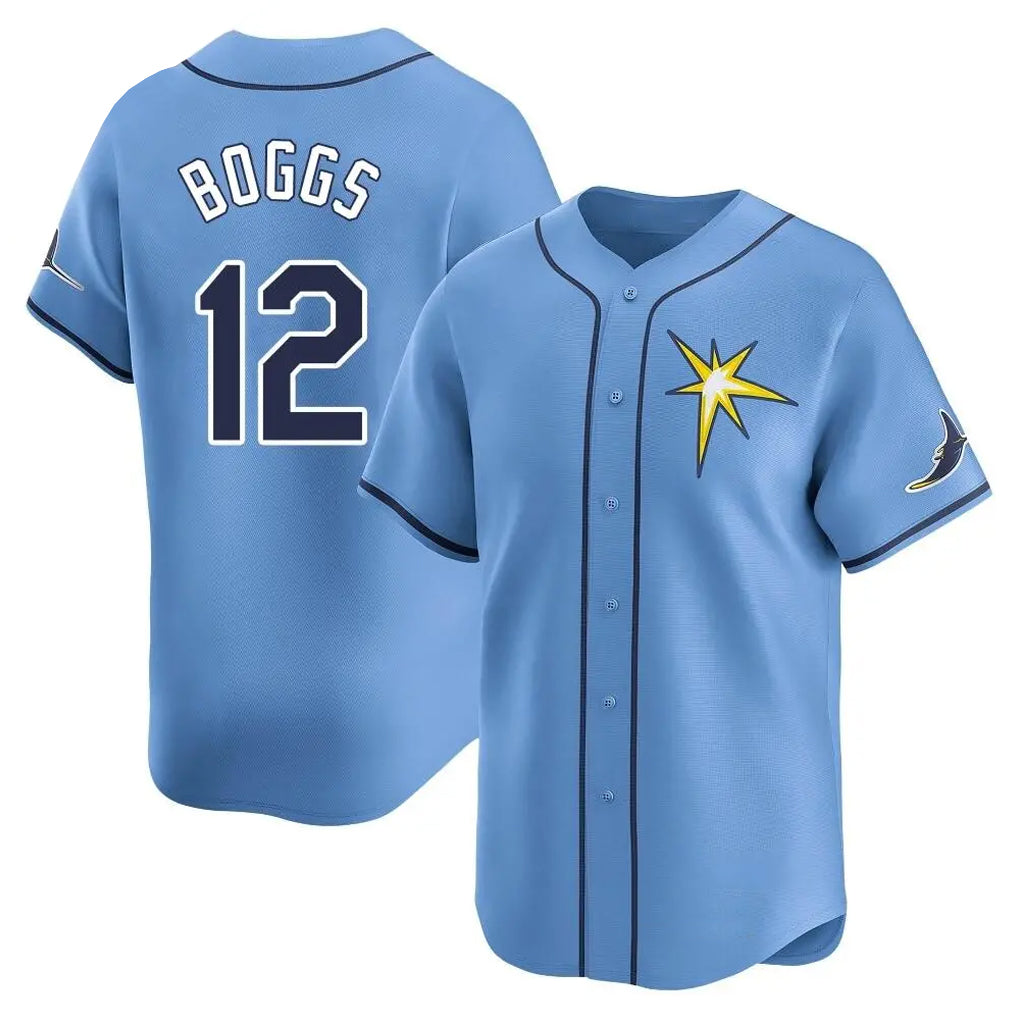 T.Bay Rays #12 Wade Boggs Player Light Blue Home Limited Jdoa Stitched Jerseys