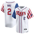 T.Bay Rays #2 Yandy Diaz Player White 2025 Independence Day Vapor Premier Limited Jdoa Stitched Jerseys