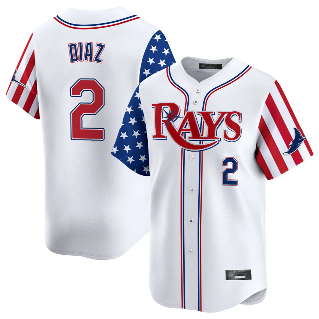 T.Bay Rays #2 Yandy Diaz Player White 2025 Independence Day Vapor Premier Limited Jdoa Stitched Jerseys