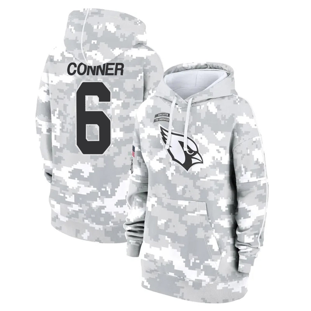 A.Cardinals #6 James Conner Player Camo Salute to Service Hoodies Jdoa Stitched Jerseys