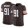 C.Browns #91 Alex Wright Player Brown Vapor F.U.S.E. Limited Home Game Jdoa Stitched Jerseys