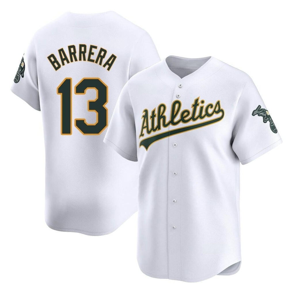 Athletics #13 Luis Barrera Player White Limited Home Game Jdoa Stitched Jerseys