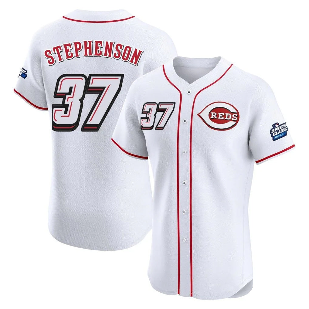 C.Reds #37 Tyler Stephenson Player White Speedway Classic Limited Elite Home Jdoa Stitched Jerseys