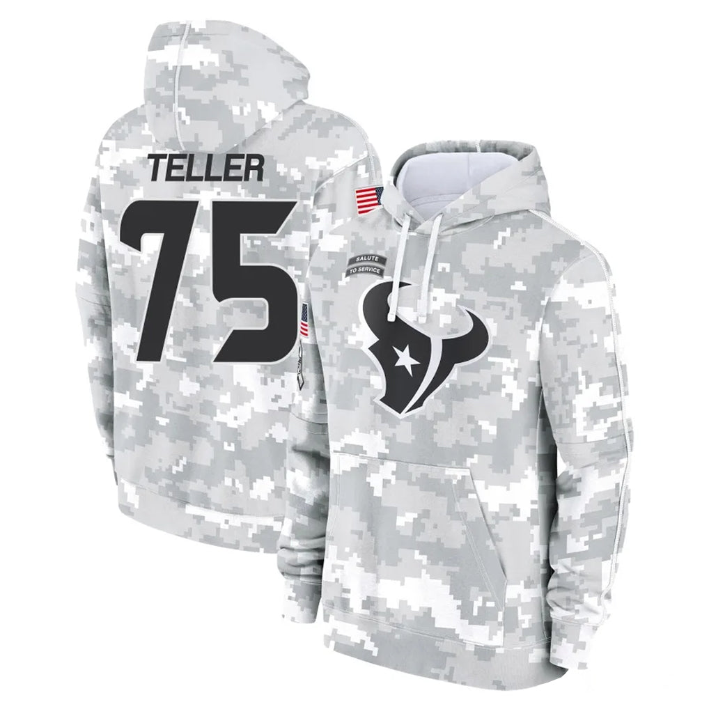 H.Texans #75 Wyatt Teller Player Arctic Camo Salute to Service Hoodies Limited Game Jdoa Stitched Jerseys