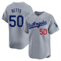 LA.Dodgers #50 Mookie Betts Player Gray Limited Home Jdoa Stitched Jerseys
