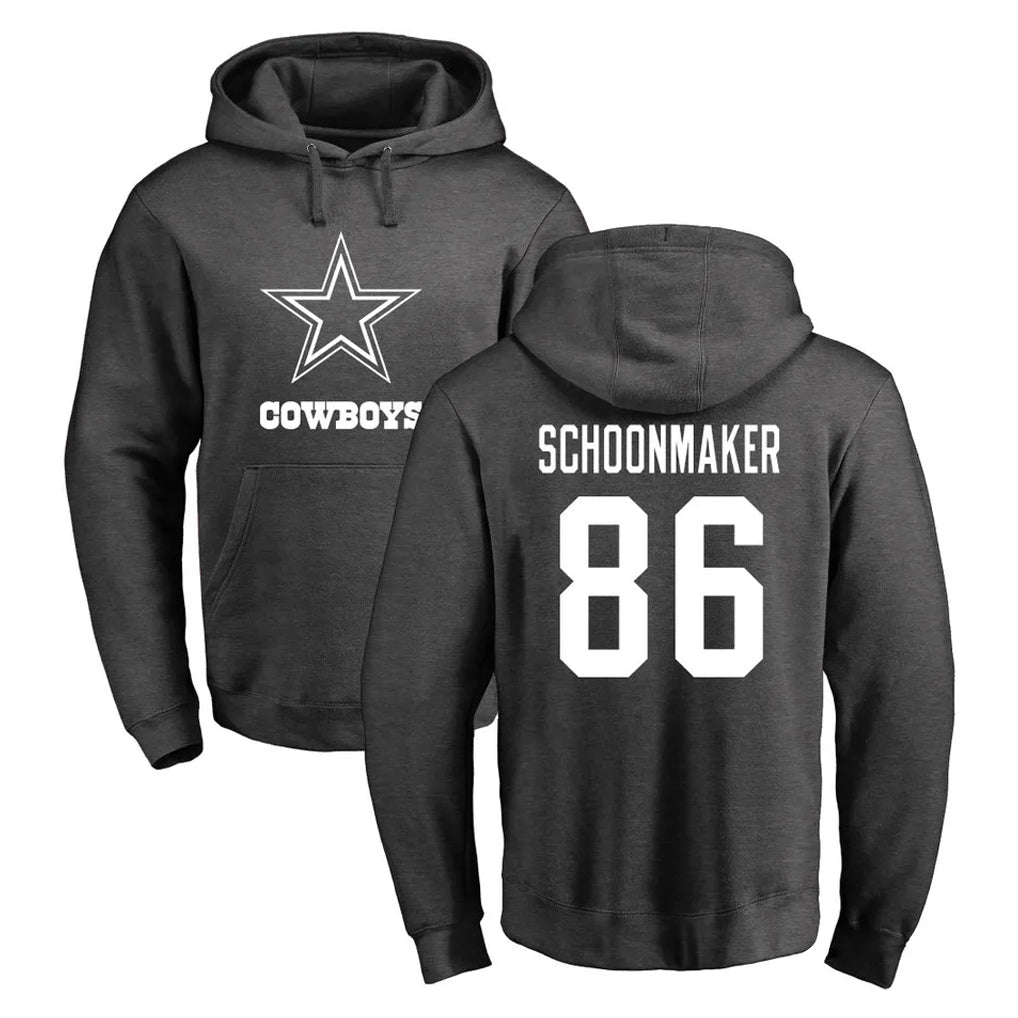 D.Cowboys #86 Luke Schoonmaker Player Ash One Color Pullover Hoodie Limited Jdoa Stitched Jerseys