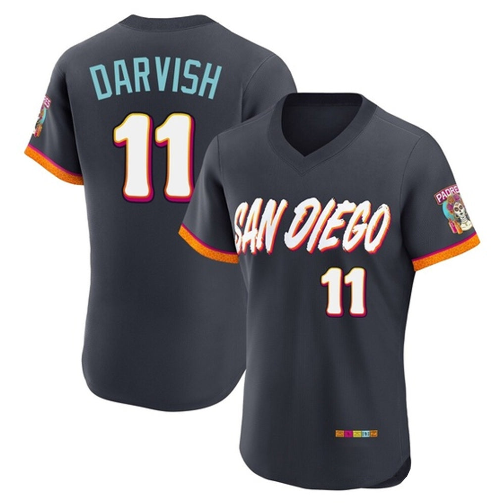 S.Diego Padres #11 Yu Darvish Player Obsidian 2026 City Connect Home Elite T-shirt Jdoa Stitched Jerseys