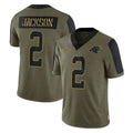 C.Panthers #2 Michael Jackson Player Olive Salute to Service Limited Game Jdoa Stitched Jerseys