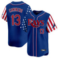 T.Bay Rays #13 Junior Caminero Player Royal 2025 Independence Day Vapor Premier Limited Jdoa Stitched Jerseys