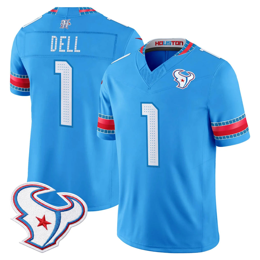 H.Texans #1 Tank Dell Player Blue 2026 Rivalries Vapor Limited Home Game Jdoa Stitched jerseys