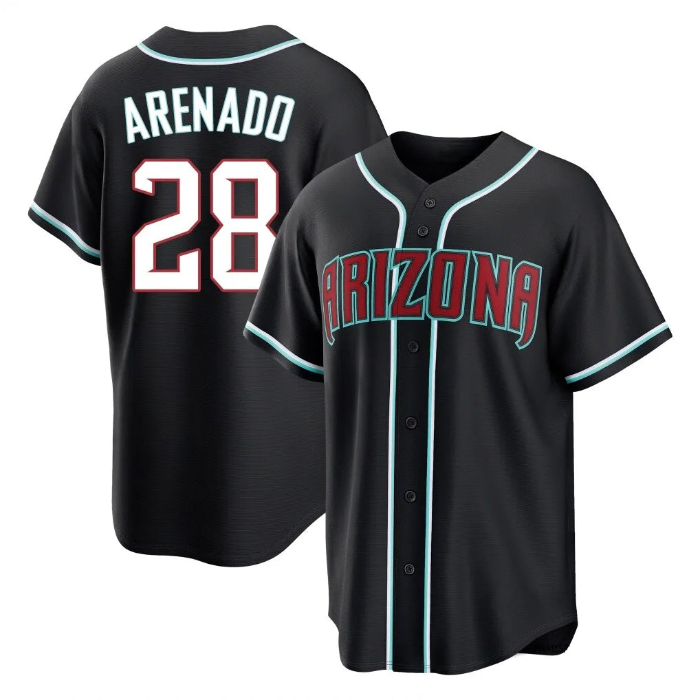 A.Diamondbacks #28 Nolan Arenado Player Black Home Game Jdoa Stitched Jerseys