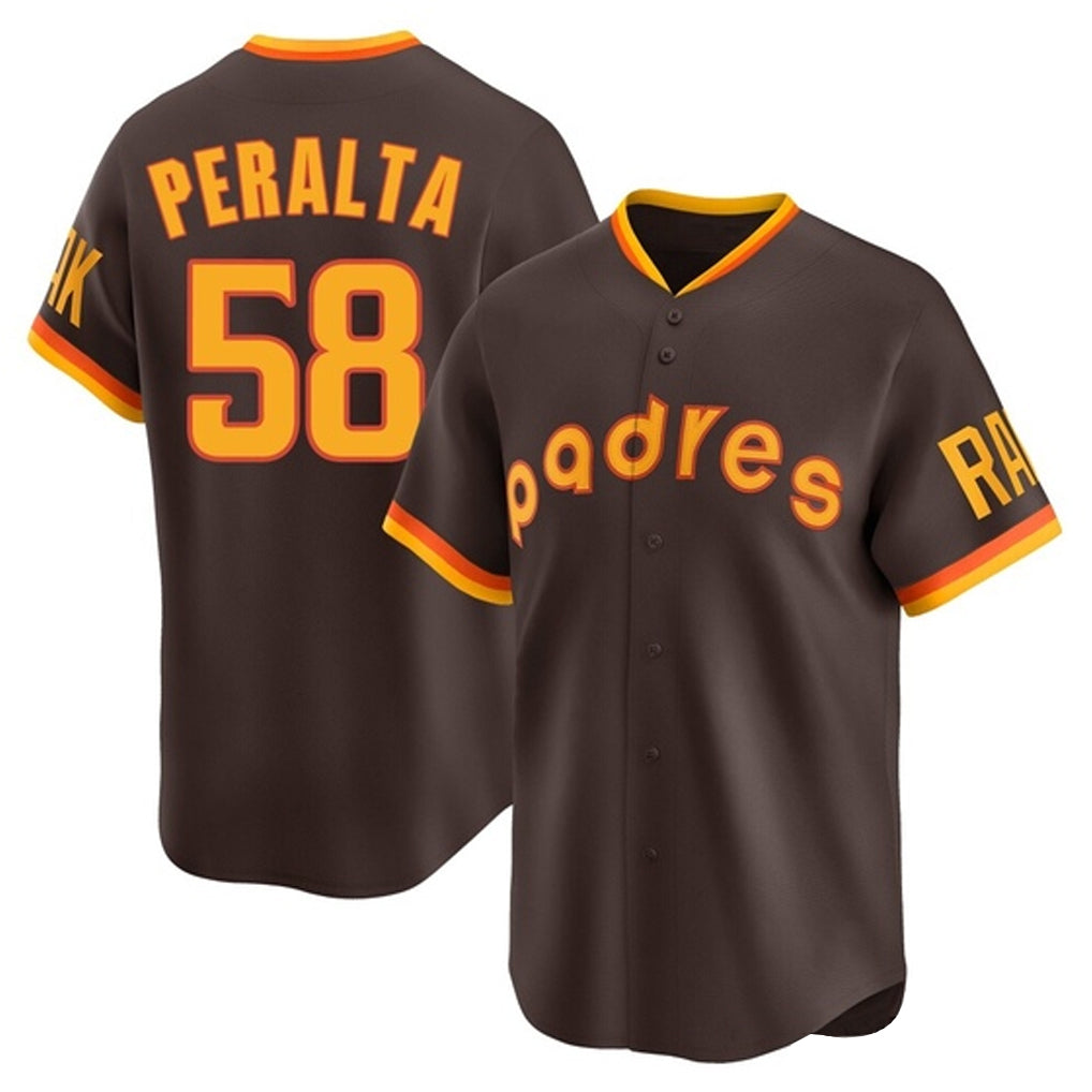 S.Diego Padres #58 Wandy Peralta Player Brown Home Cooperstown Collection Replica Game Jdoa Stitched Jerseys