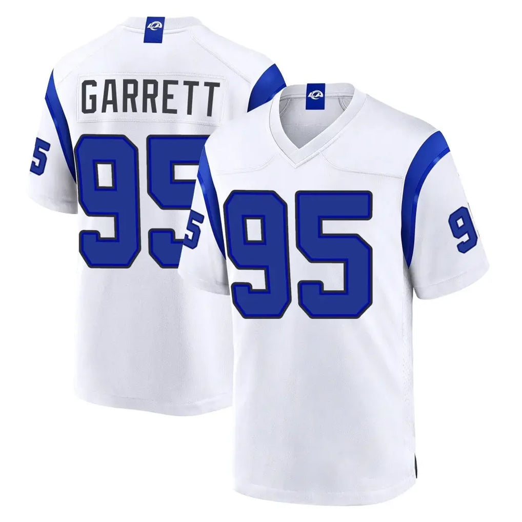 LA.Rams #95 Myles Garrett Player White Fearsome Home Game Jdoa Stitched Jerseys