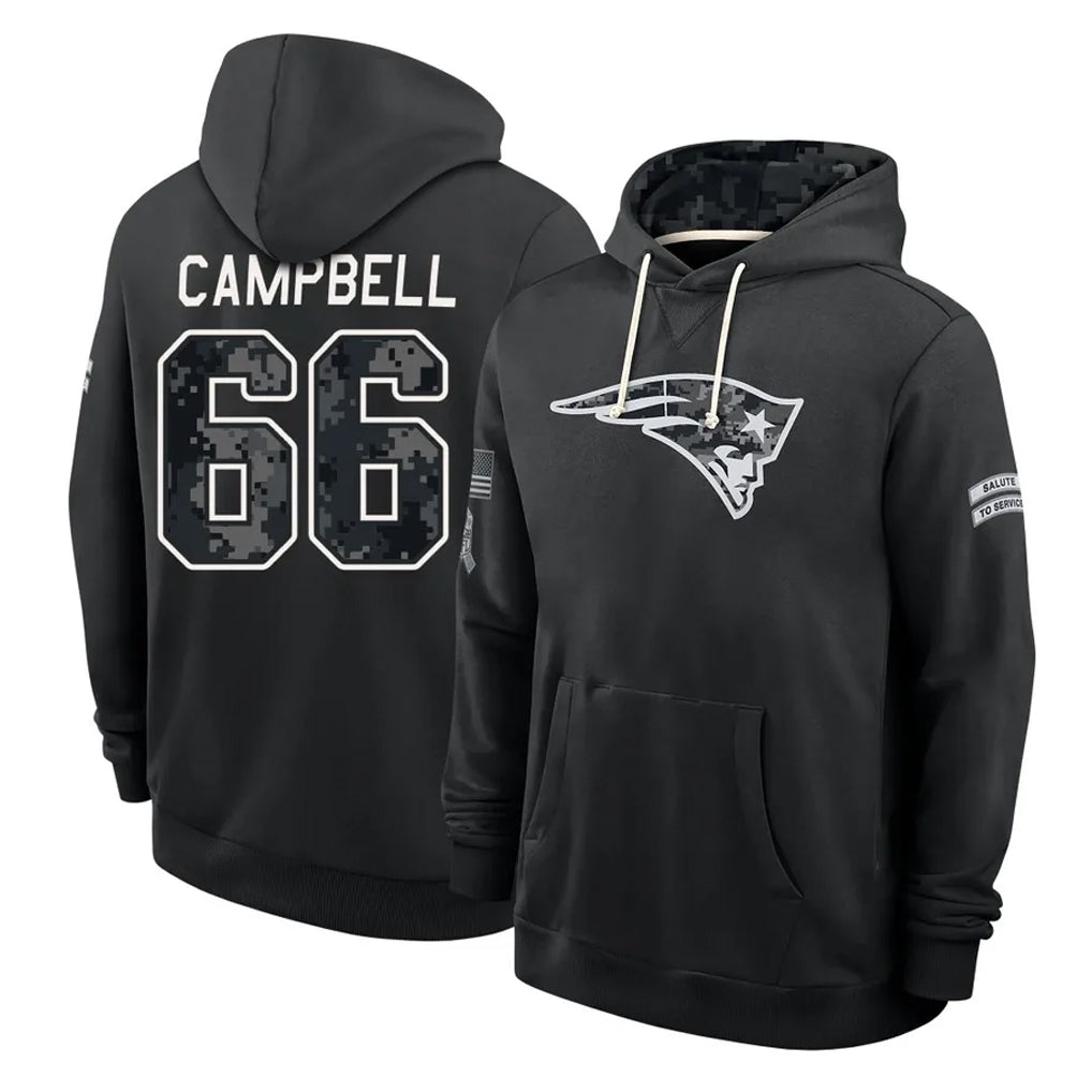 NE.Patriots #66 Will Campbell Player 2026 Black Logo Pullover Hoodies Limited Game Jdoa Stitched Jerseys