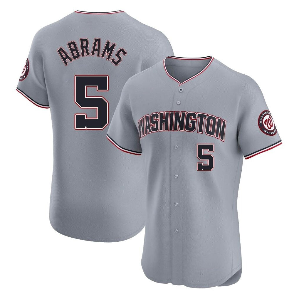 W.Nationals #5 CJ Abrams Player Gray Elite Road Replica Jdoa Stitched Jerseys