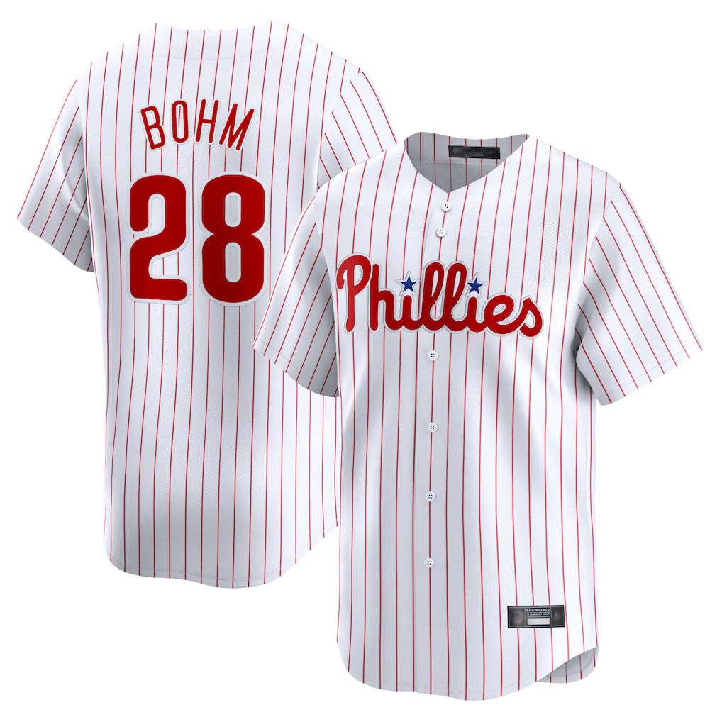 P.Phillies #28 Alec Bohm Player White Home Limited Jdoa Stitched Jerseys