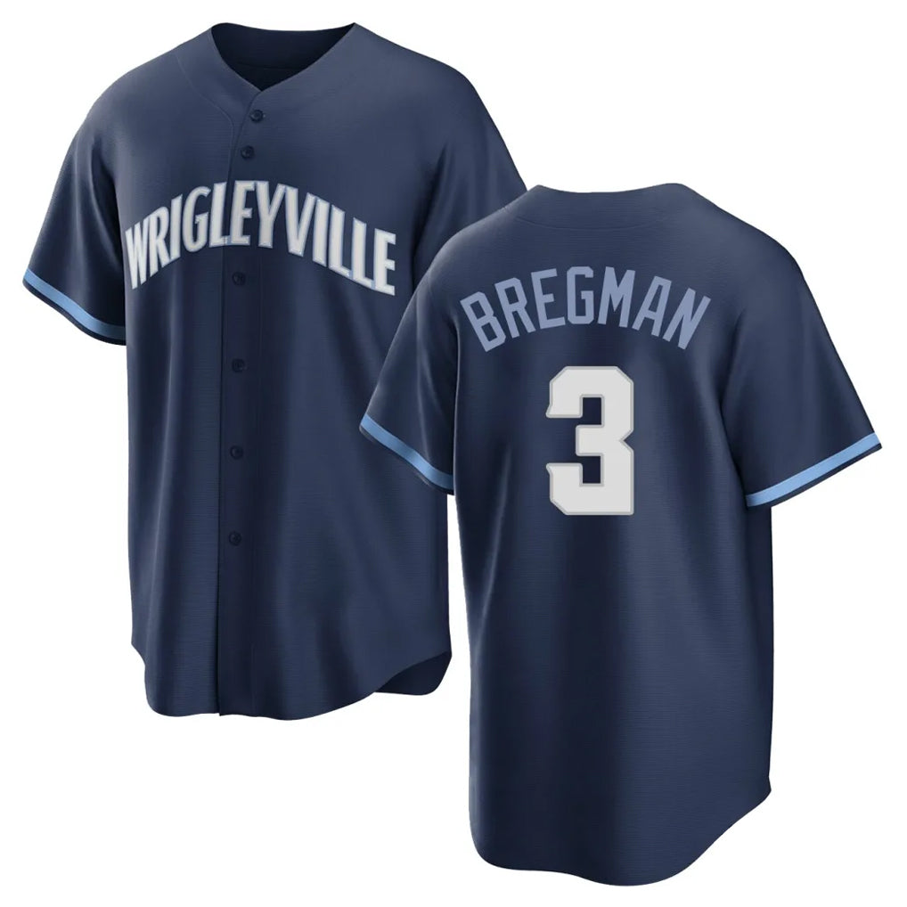 C.Cubs #3 Alex Bregman Player Navy City Connect Home Game Jdoa Stitched Jerseys