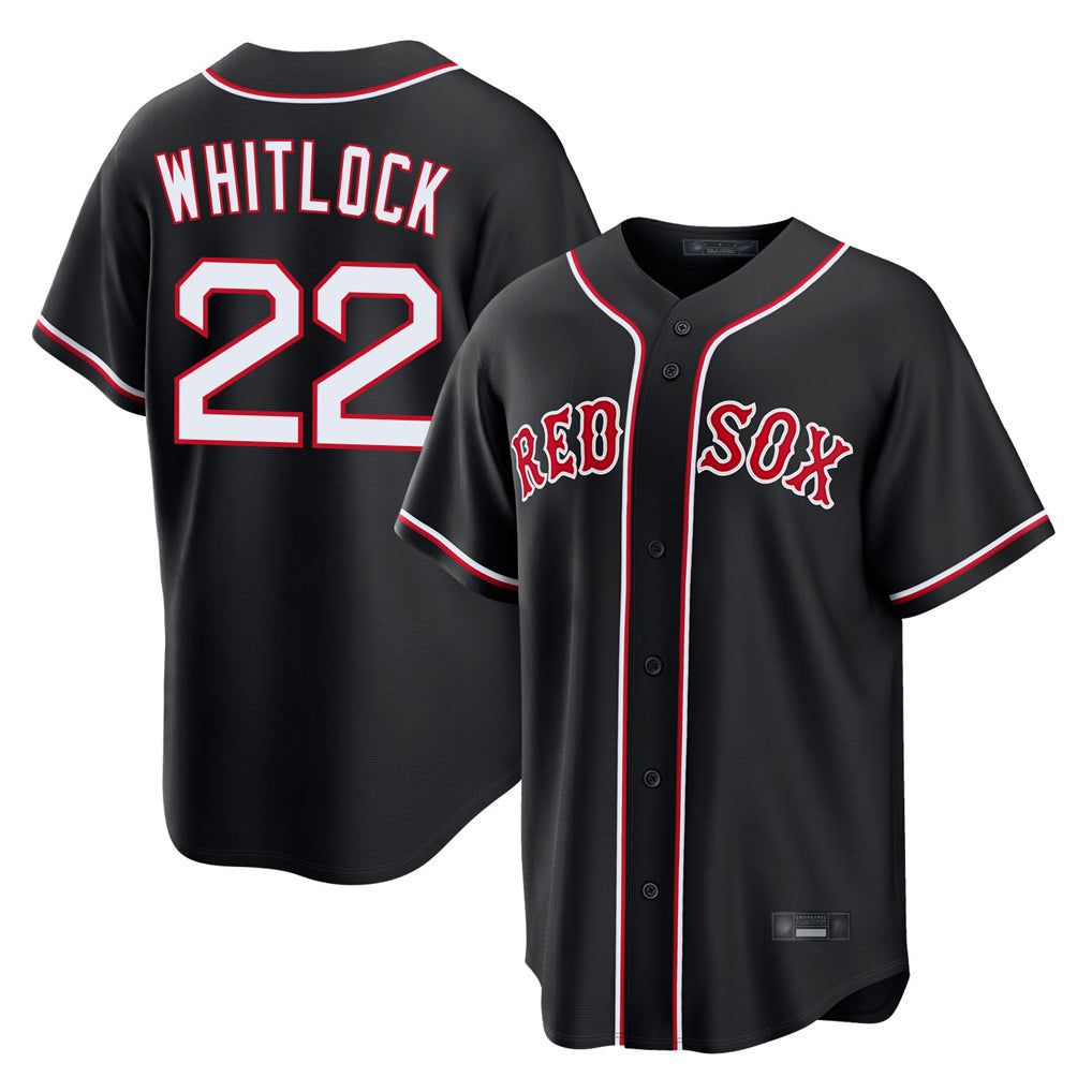B.Red Sox #22 Garrett Whitlock Player Black Out Home Game Jdoa Stitched Jerseys