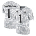 C.Browns #1 KC Concepcion Player Arctic Camo Salute to Service Limited Home Game Jdoa Stitched Jerseys