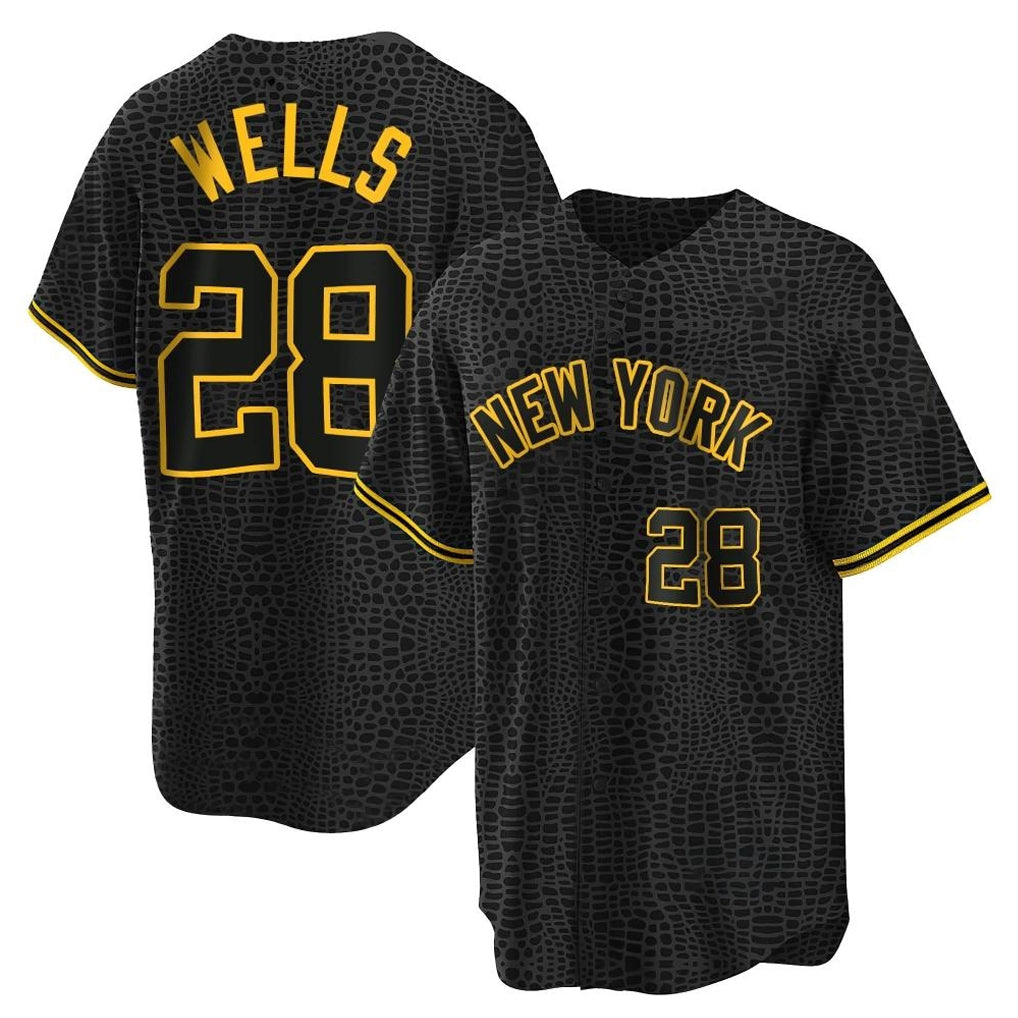 NY.Yankees #28 Austin Wells Player Black Snake Skin City Game Home Jdoa Stitched Jerseys