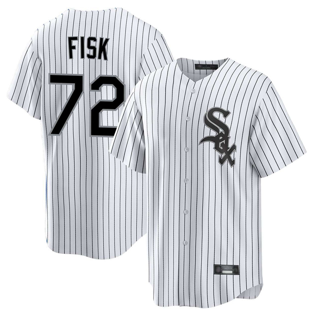 C.White Sox #72 Carlton Fisk Player White Stripe Home Game Jdoa Stitched Jerseys