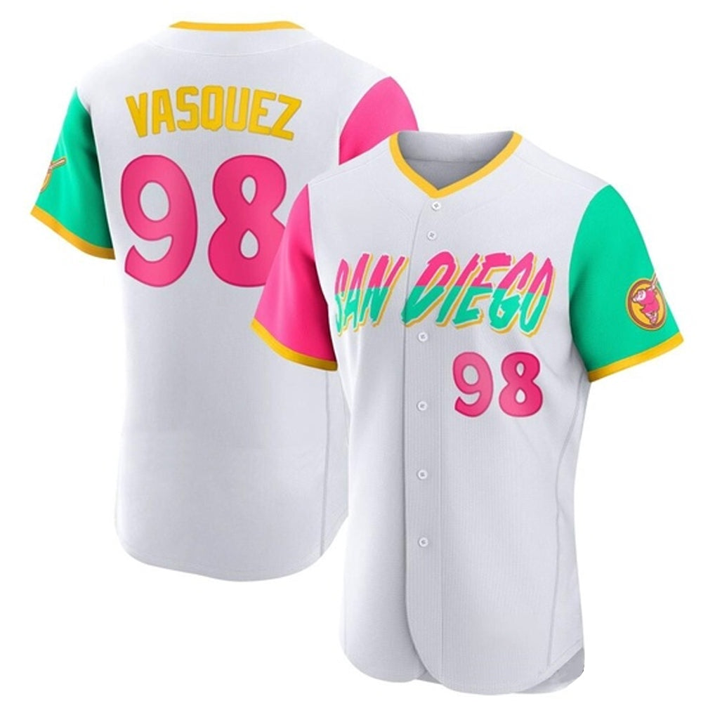 S.Diego Padres #98 Randy Vasquez Player White City Connect Home Limited Elite Jdoa Stitched Jerseys