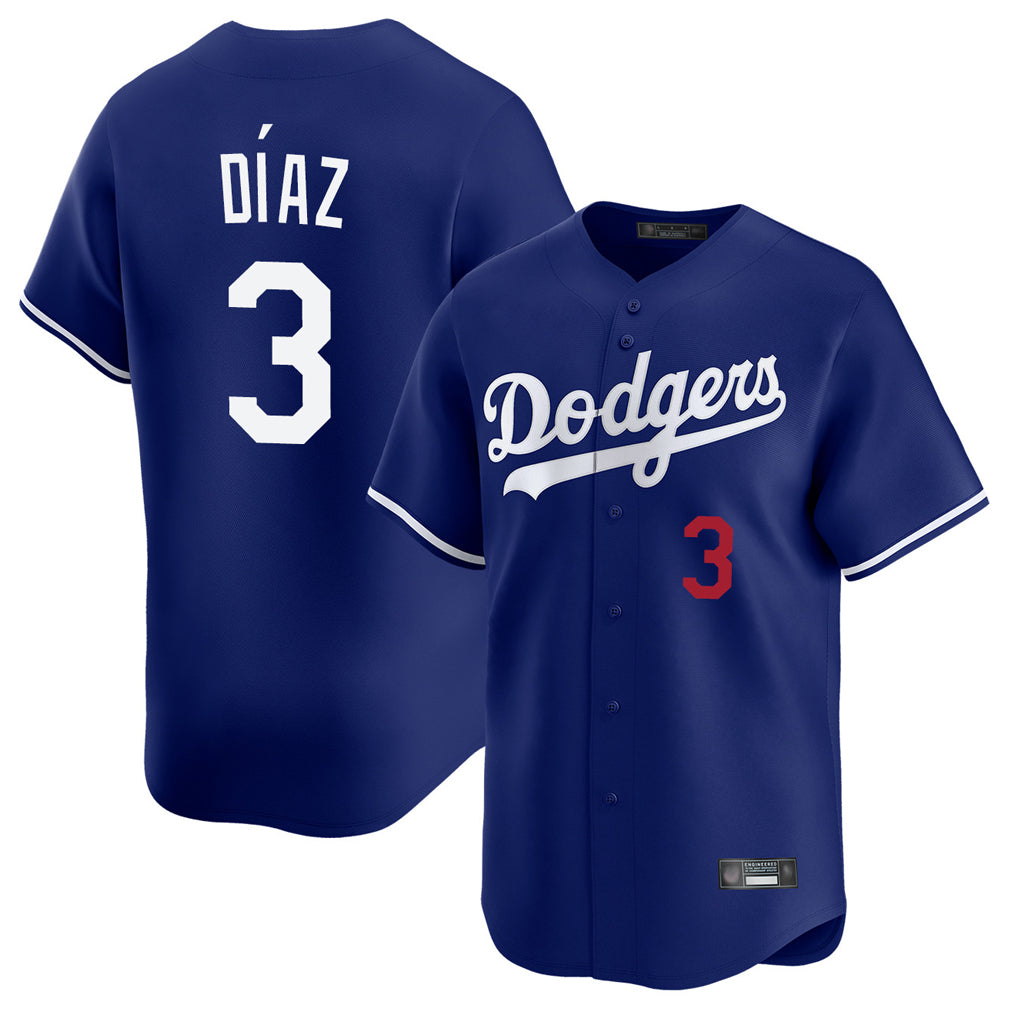 LA.Dodgers #3 Edwin D¨ªaz Player Royal Limited Home Jdoa Stitched Jerseys