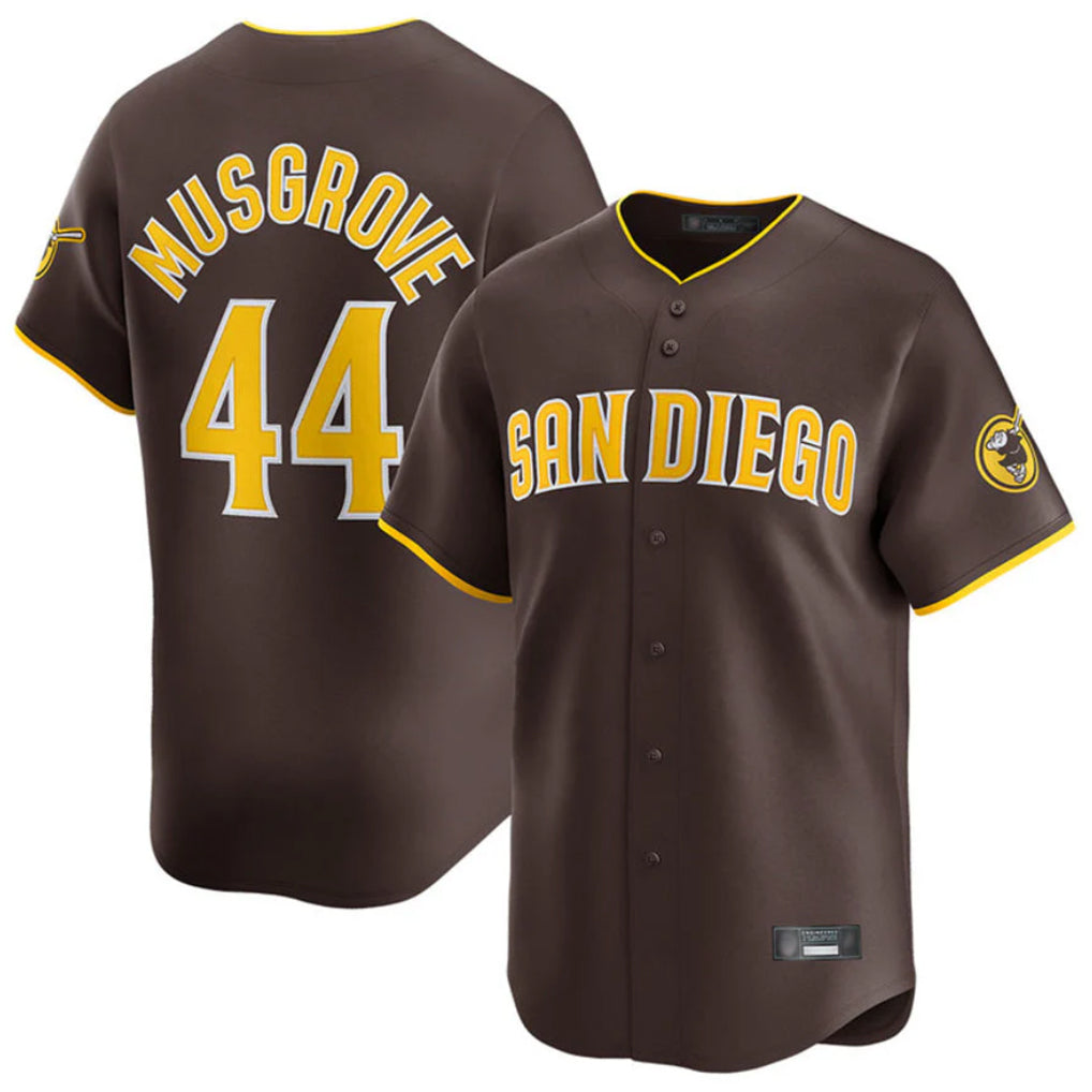 S.Diego Padres #44 Joe Musgrove Player Brown Home Limited Jdoa Stitched Jerseys