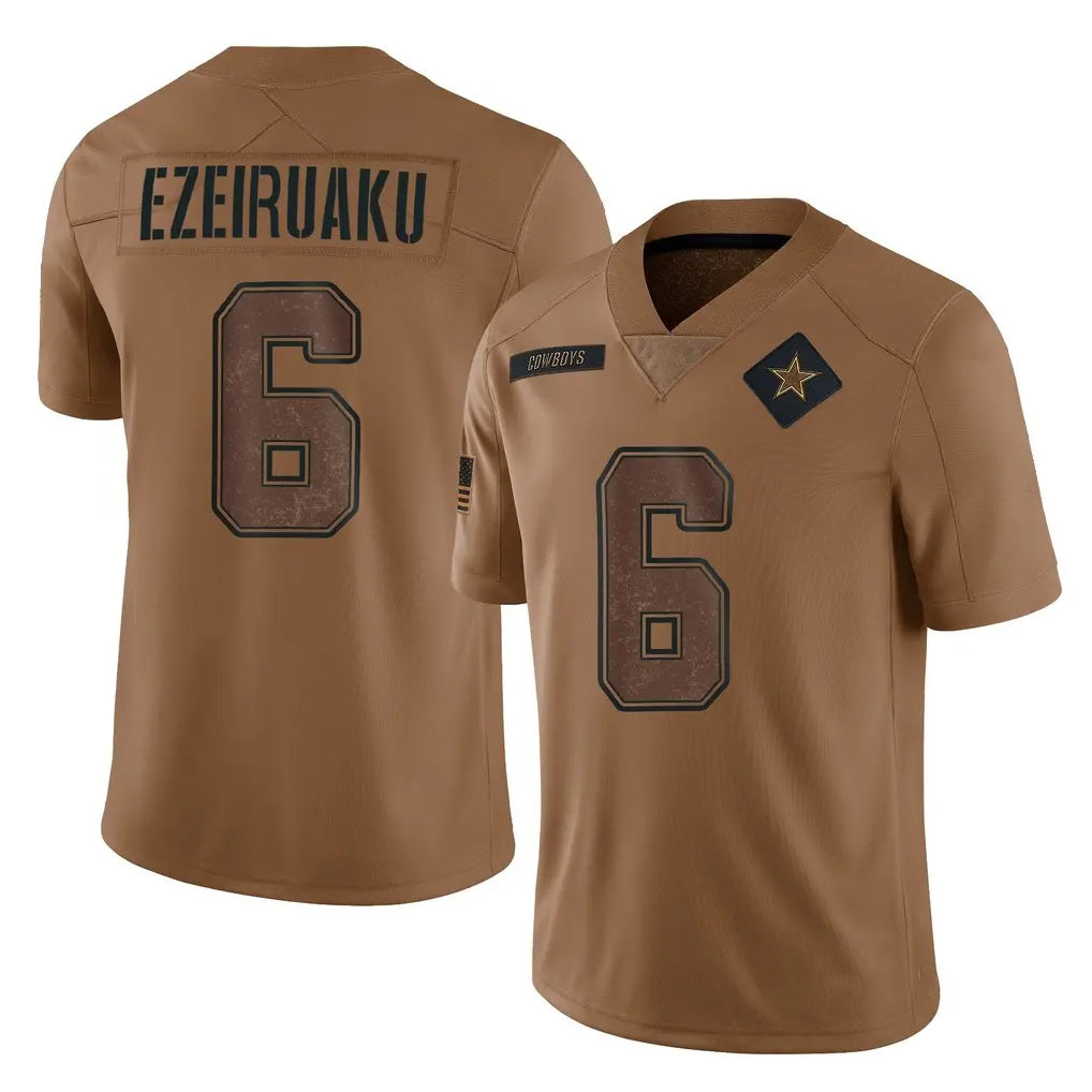 D.Cowboys #6 Donovan Ezeiruaku Player Brown Salute to Service Limited Home Game Jdoa Stitched Jerseys