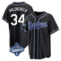 LA.Dodgers #34 Fernando Valenzuela Player Black World Series Meet Carbon Limited Home Jdoa Stitched Jerseys