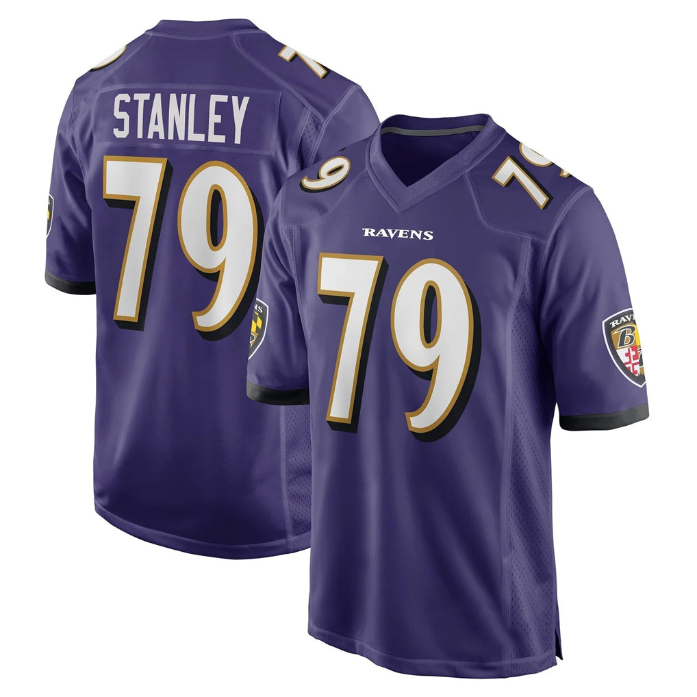 B.Ravens #79 Ronnie Stanley Player Purple Game Home Jdoa Stitched Jerseys