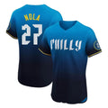 P.Phillies #27 Aaron Nola Player Blue City Connect Home Limited Elite Jdoa Stitched Jerseys