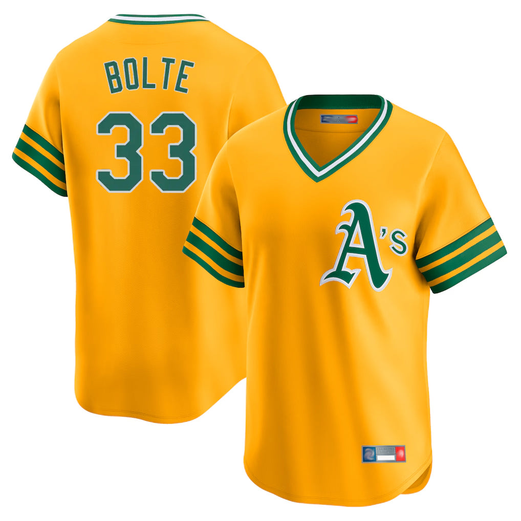 Athletics #33 Henry Bolte Player Gold Cooperstown Collection T-shirt Game Jdoa Stitched Jerseys
