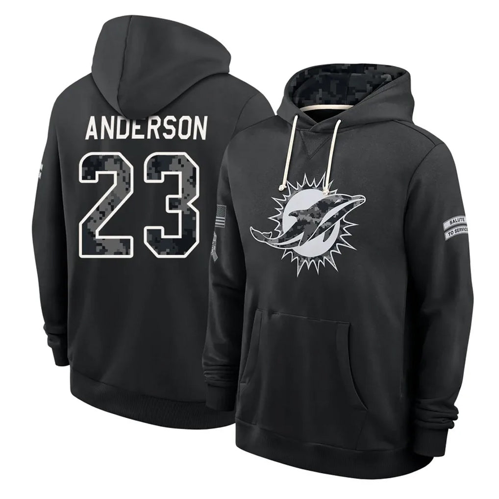 M.Dolphins #23 Zayne Anderson Player 2026 Black Logo Pullover Hoodies Limited Game Jdoa Stitched Jerseys