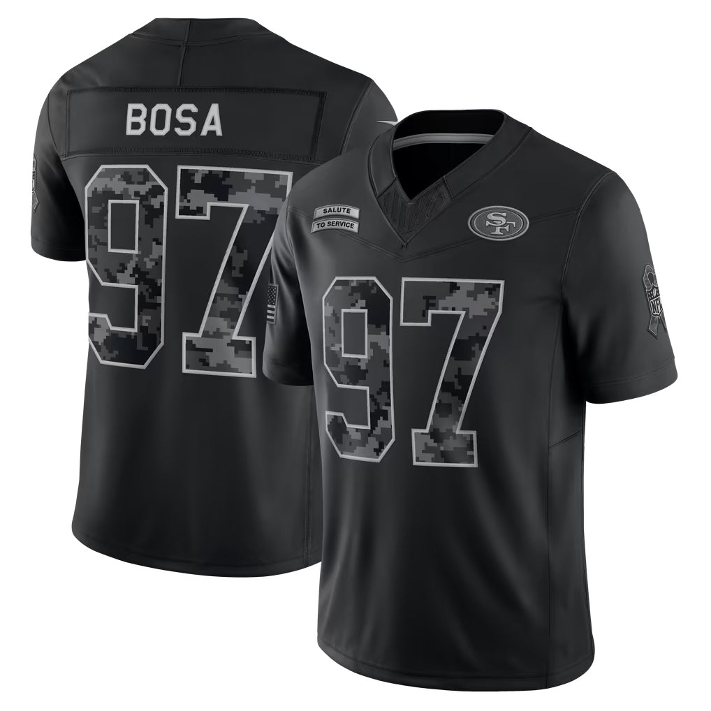 Hdoa SF.49ers #97 Nick Bosa Player Black Limited 2026 Salute to Service Home Game Stitched Jerseys
