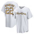 M.Marlins #22 Sandy Alcantara Player Gold  Home Game Jdoa Stitched Jerseys