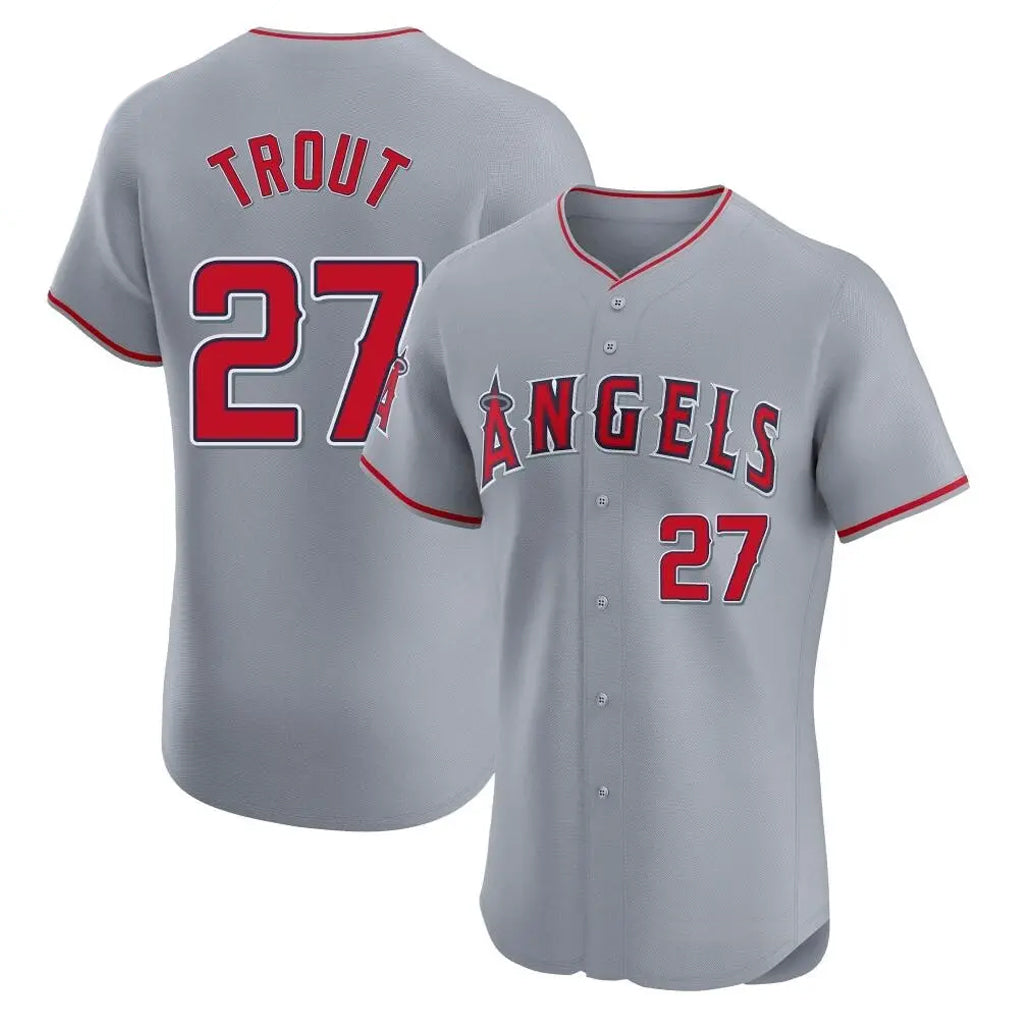 LA.Angels #27 Mike Trout Player Gray Home Limited Elite Jdoa Stitched Jerseys
