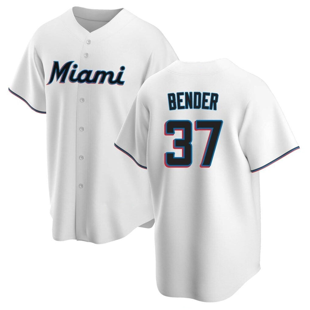 M.Marlins #37 Anthony Bender Player White  Home Game Jdoa Stitched Jerseys