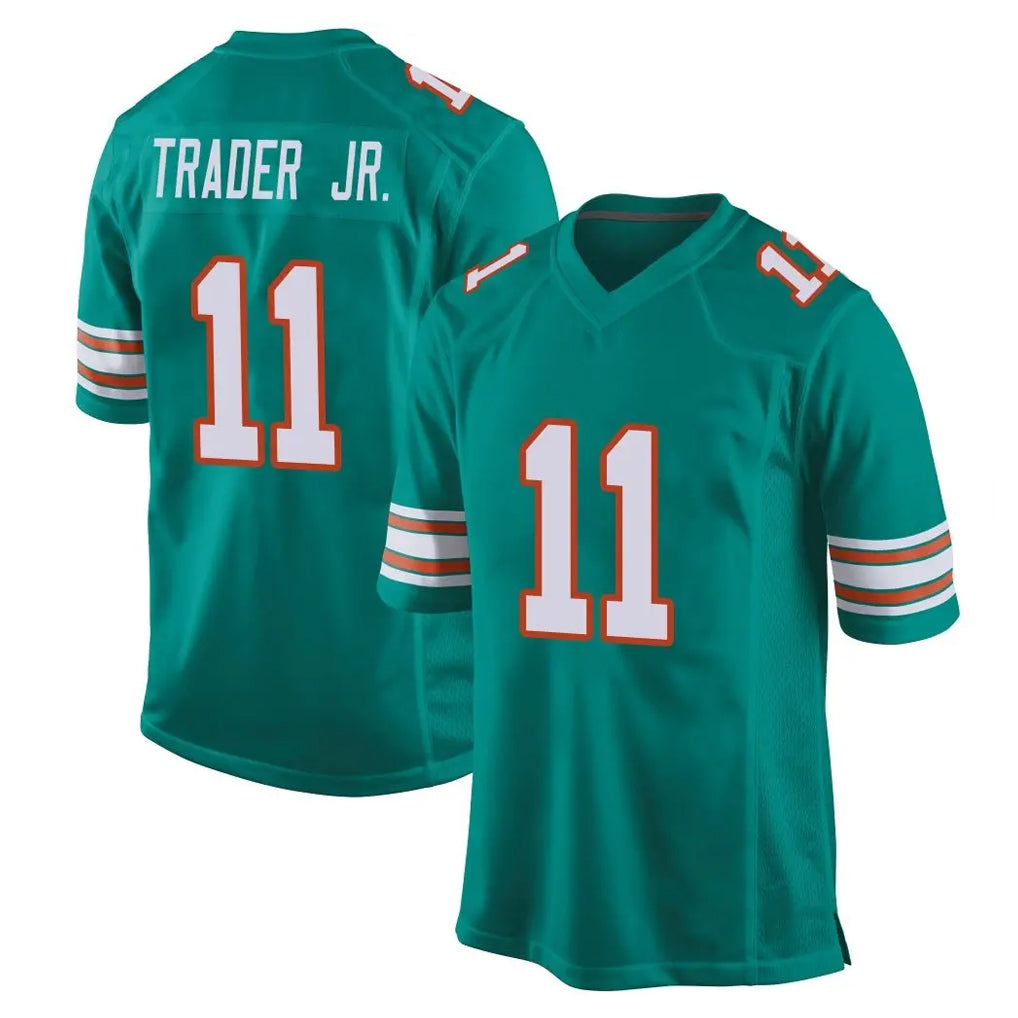 M.Dolphins #11 Dante Trader Jr. Player Aqua Alternate Home Game Jdoa Stitched Jerseys