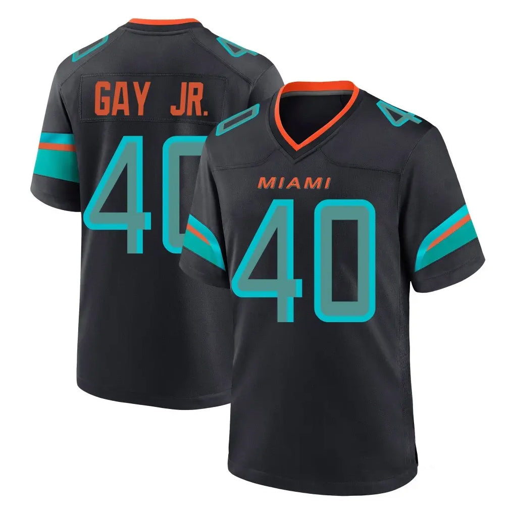 M.Dolphins #40 Willie Gay Jr. Player Black Pitch Rivalries Collection Home Game Jdoa Stitched Jerseys