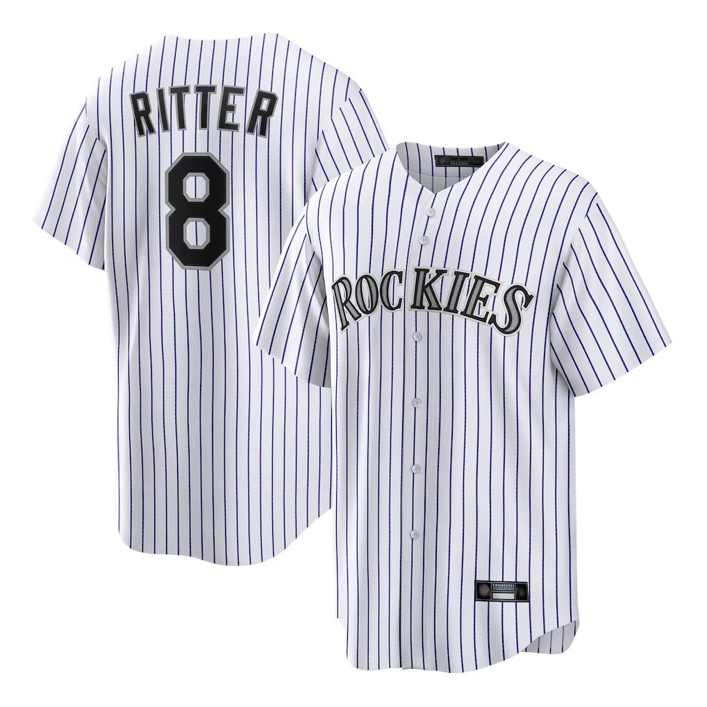 C.Rockies #8 Ryan Ritter Player White Game Home Jdoa Stitched Jerseys